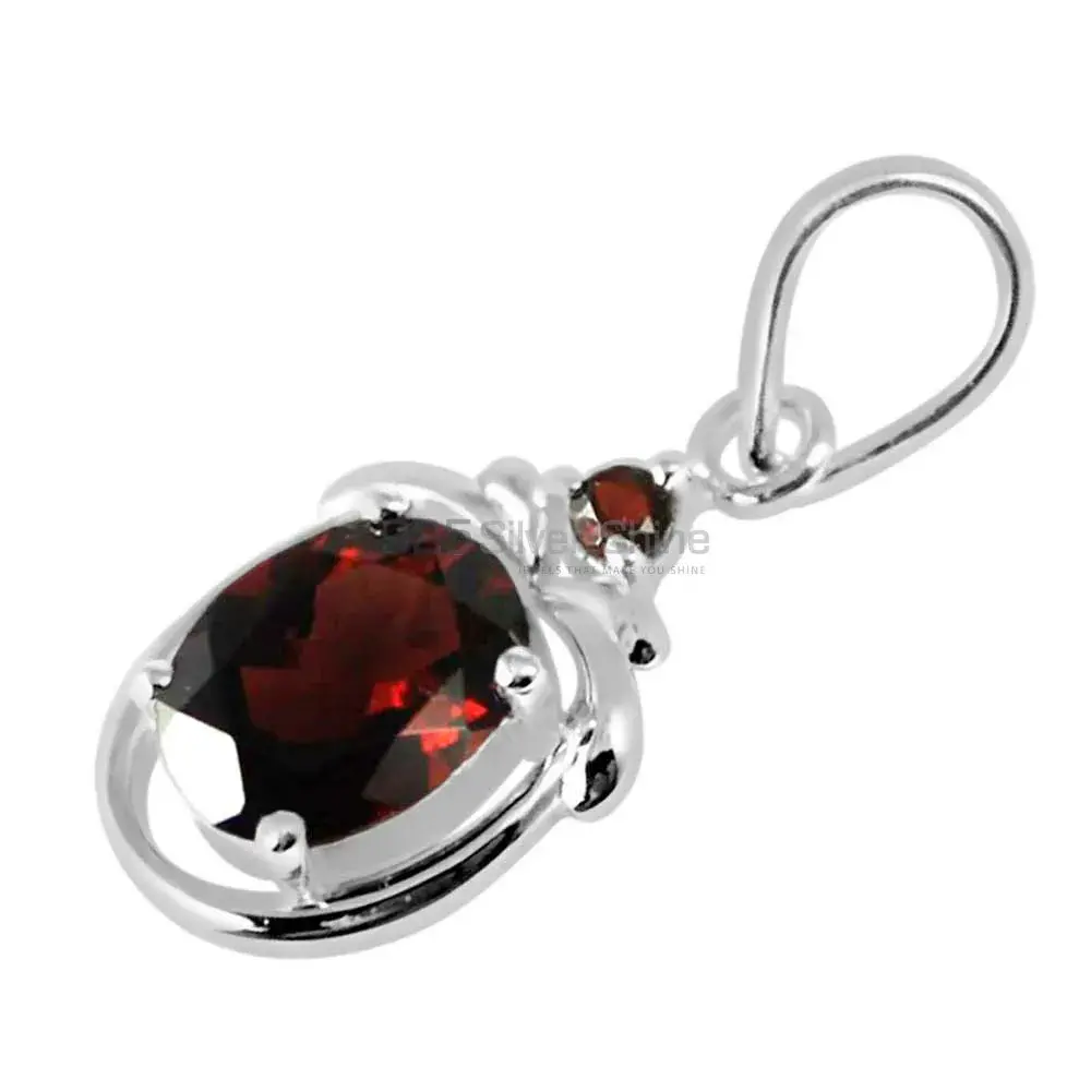 High Quality Garnet Gemstone Pendants Suppliers In 925 Fine Silver Jewelry 925SP259-1_0