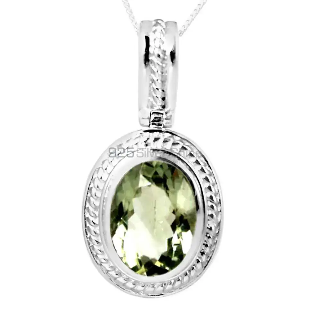 Green Amethyst Gemstone Handmade Pendants In 925 Sterling Silver Jewelry 925SP235-3