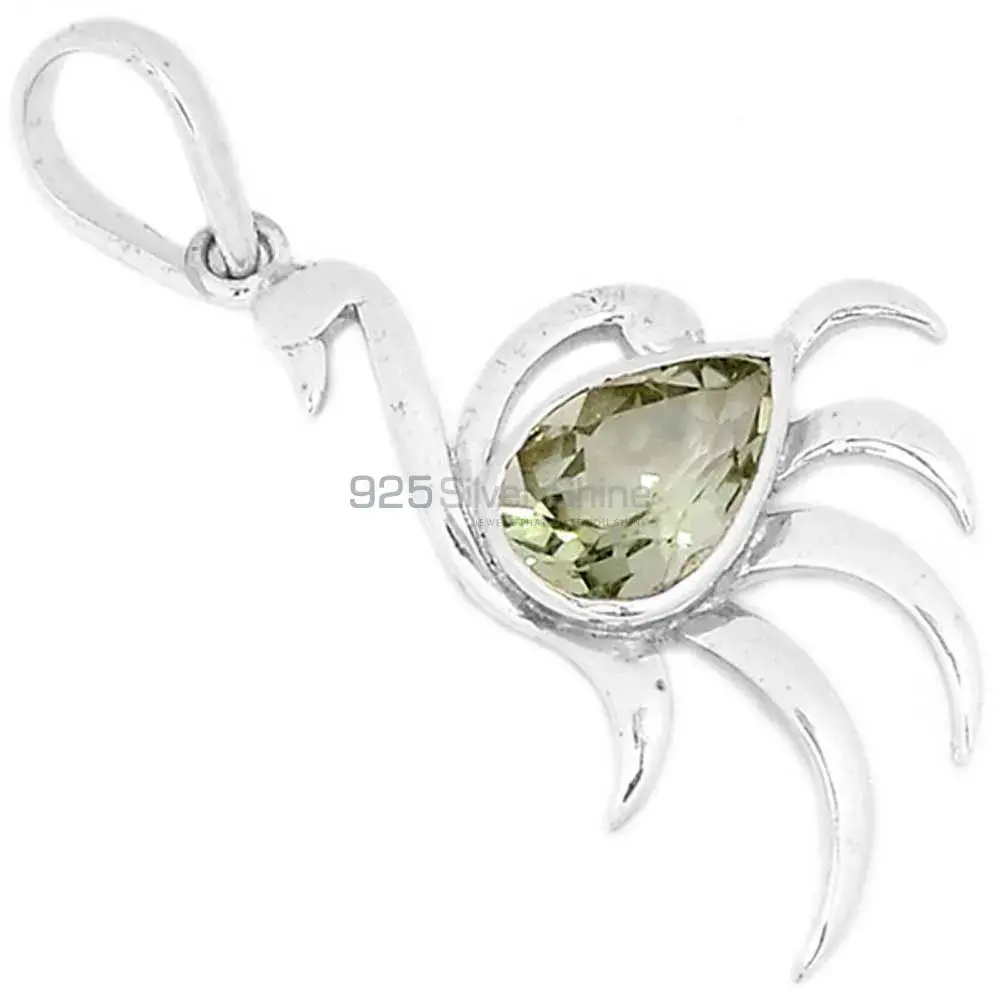 Green Amethyst Gemstone Handmade Pendants In Solid Sterling Silver Jewelry 925SP276-4