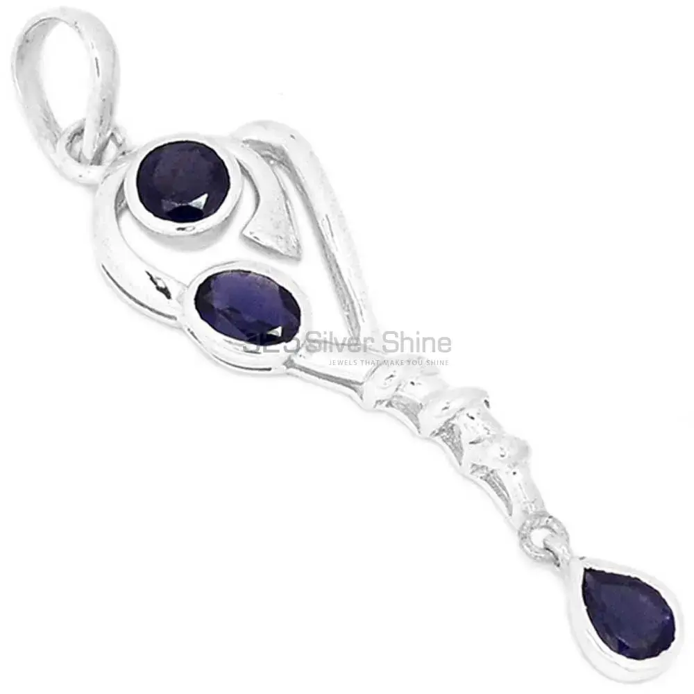 High Quality Iolite Gemstone Pendants Suppliers In 925 Fine Silver Jewelry 925SSP333-5