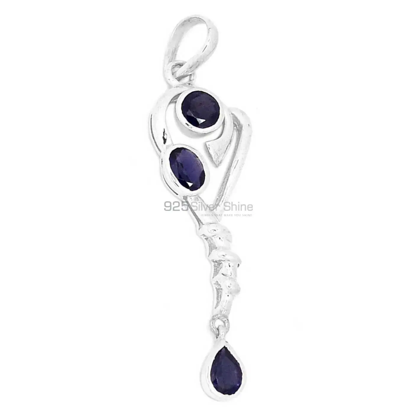 High Quality Iolite Gemstone Pendants Suppliers In 925 Fine Silver Jewelry 925SSP333-5_0