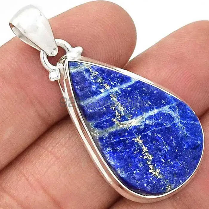 High Quality Lapis Gemstone Pendants Suppliers In 925 Fine Silver Jewelry 925SP133_2