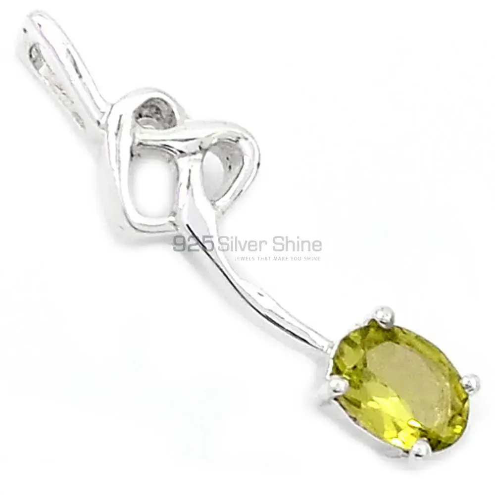 High Quality Lemon Quartz Gemstone Pendants Exporters In 925 Solid Silver Jewelry 925SP225-9