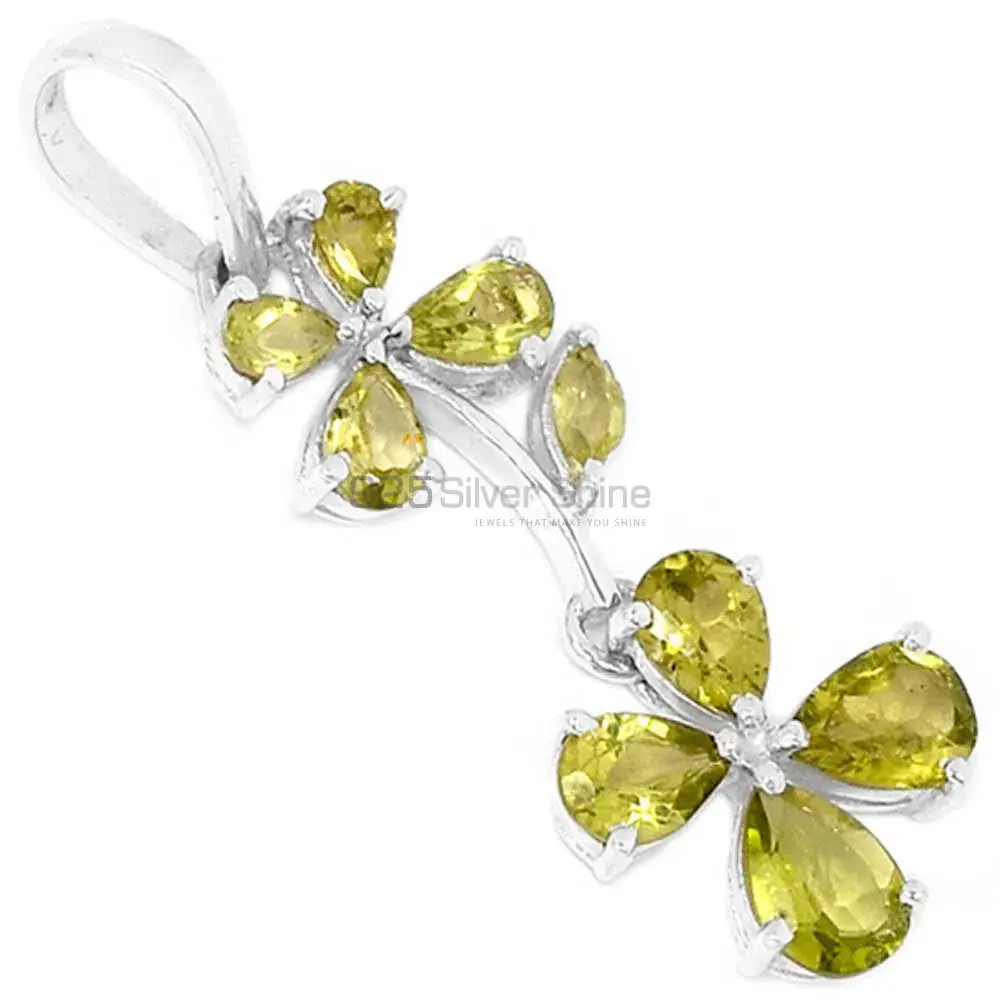 High Quality Lemon Quartz Gemstone Pendants Exporters In 925 Solid Silver Jewelry 925SP296-1