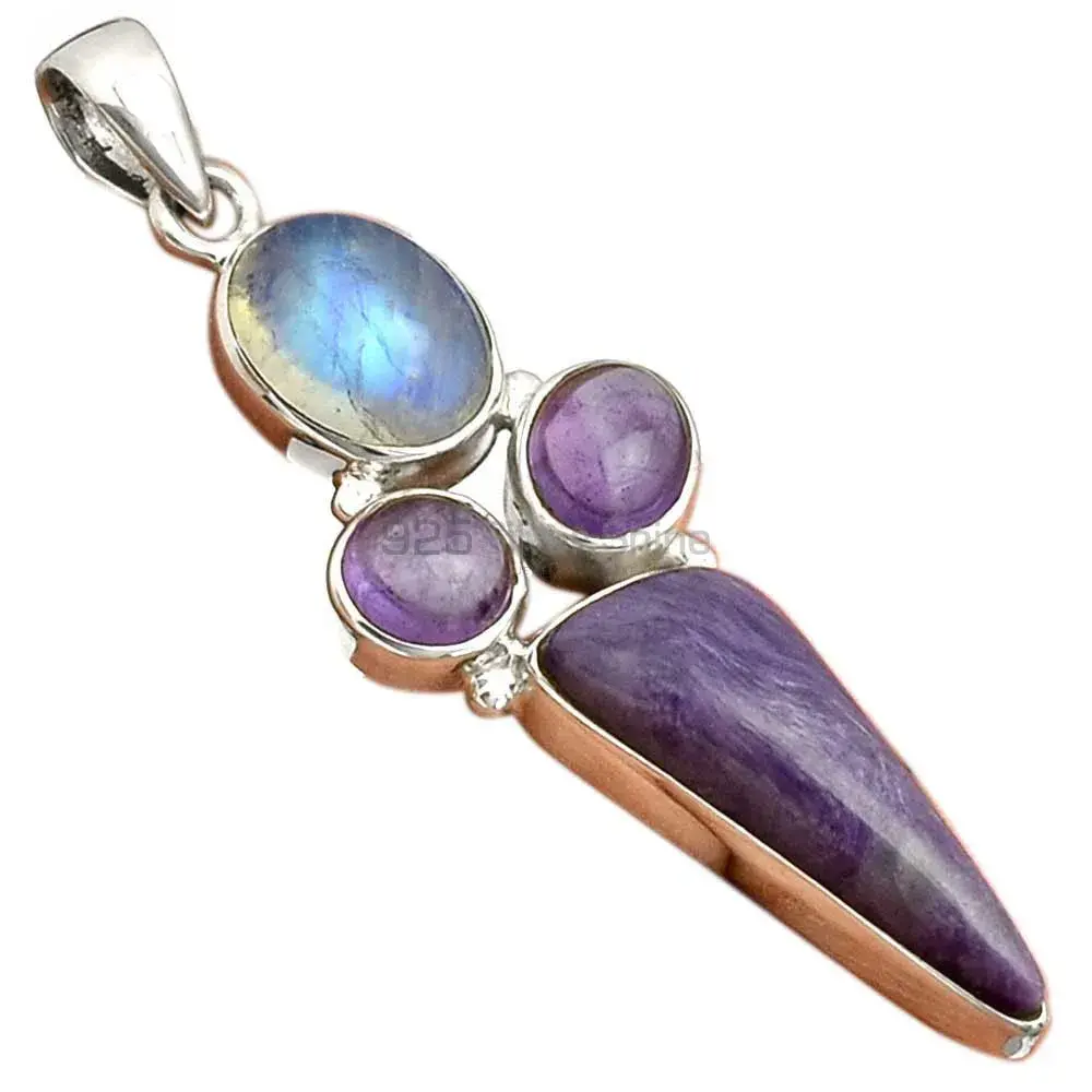 Multi Gemstone Handmade Pendants In Solid Sterling Silver Jewelry 925SP071-6_0
