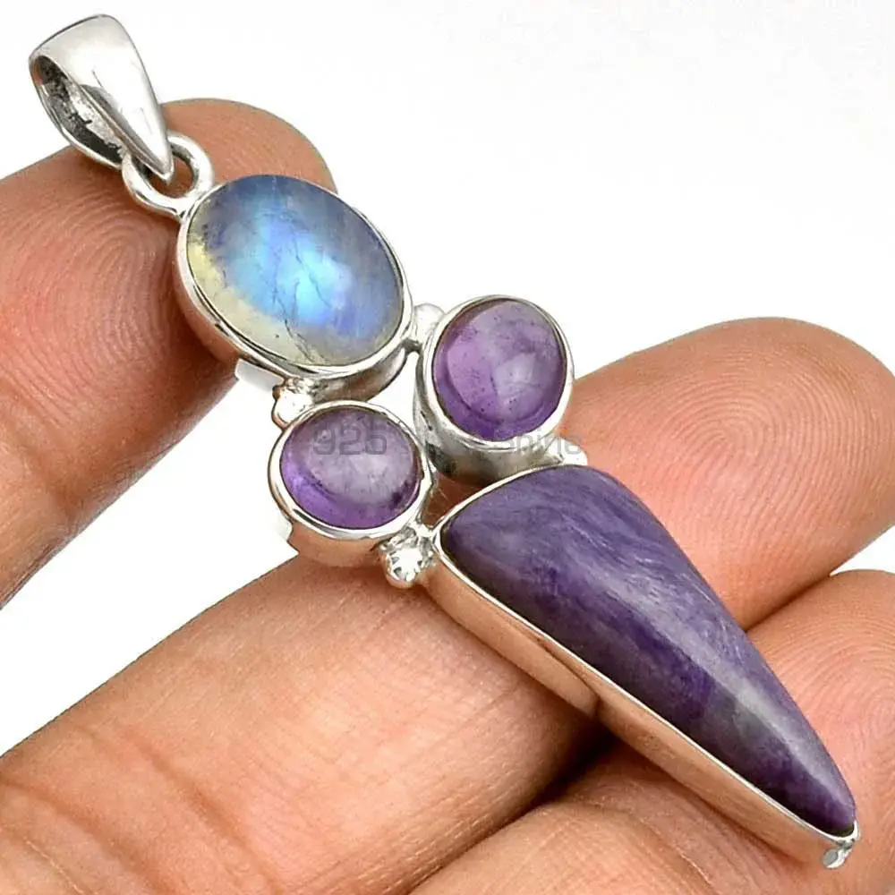 Multi Gemstone Handmade Pendants In Solid Sterling Silver Jewelry 925SP071-6_1