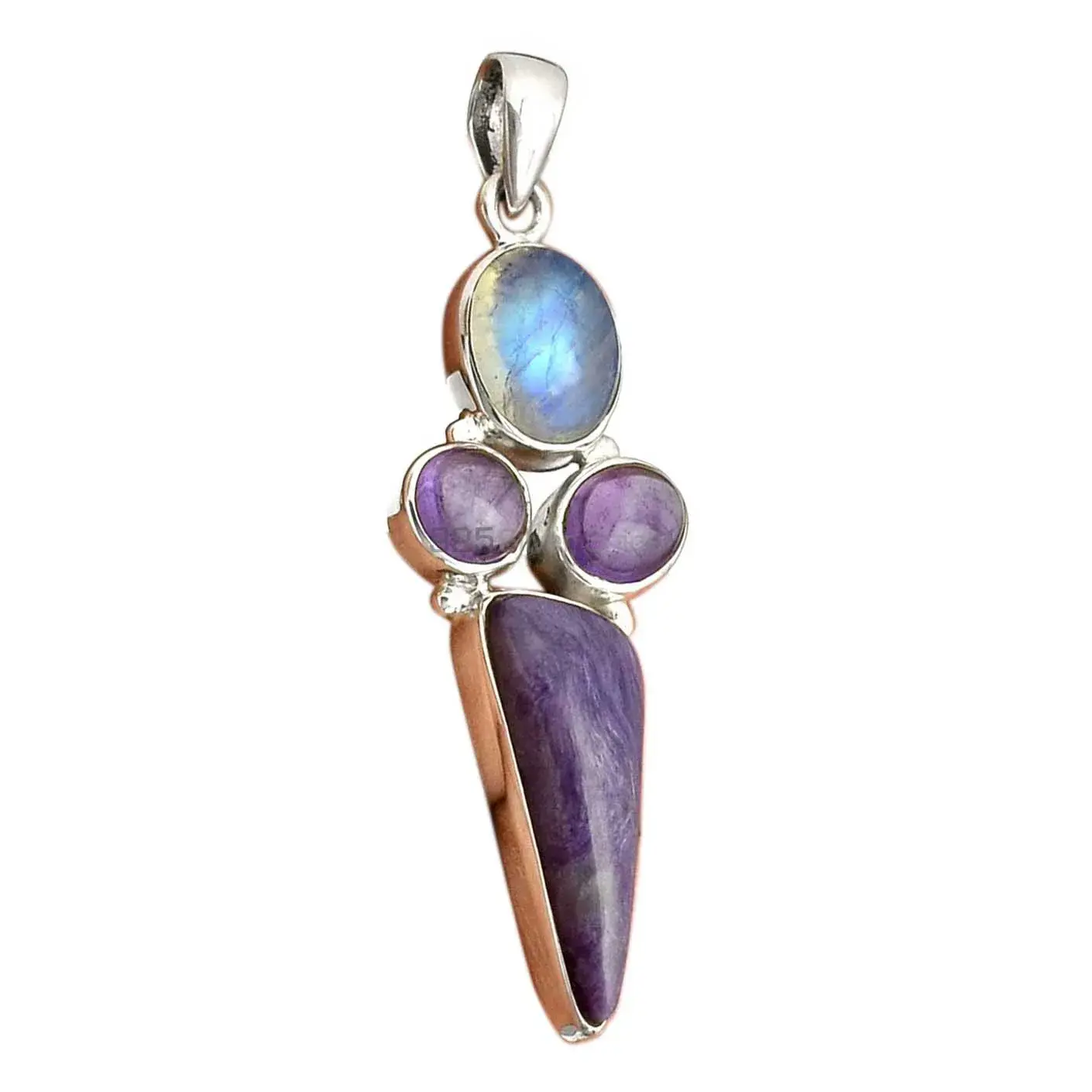 High Quality Multi Gemstone Handmade Pendants In Solid Sterling Silver Jewelry 925SP071-6_1