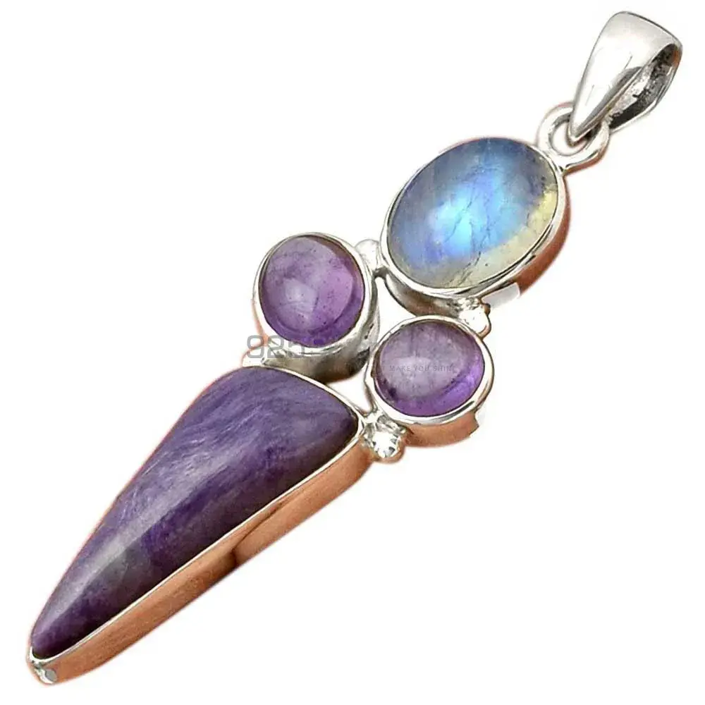High Quality Multi Gemstone Handmade Pendants In Solid Sterling Silver Jewelry 925SP071-6_2
