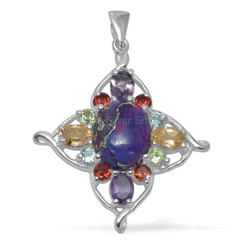High Quality Multi Gemstone Handmade Pendants In Solid Sterling Silver Jewelry 925SP1462