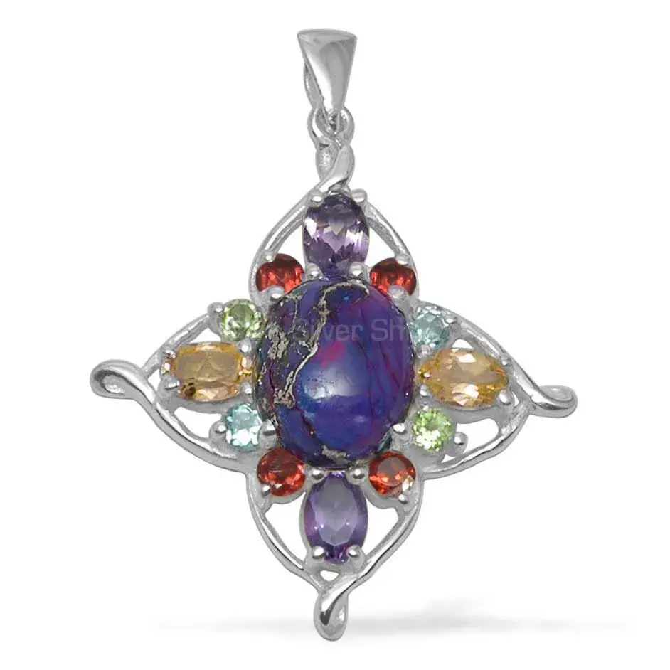 Multi Gemstone Handmade Pendants In Solid Sterling Silver Jewelry 925SP1462_0