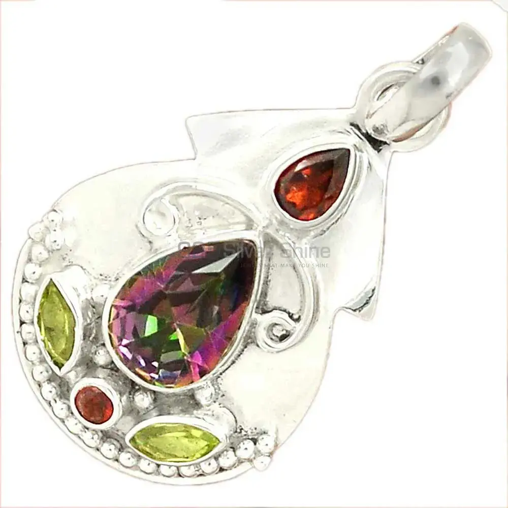 High Quality Multi Gemstone Handmade Pendants In Solid Sterling Silver Jewelry 925SP58-2