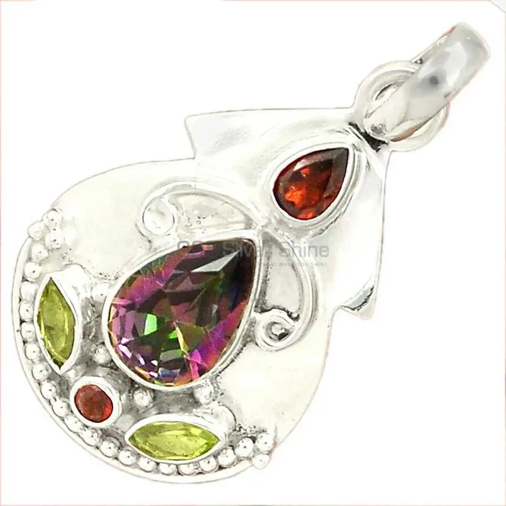 Multi Gemstone Handmade Pendants In Solid Sterling Silver Jewelry 925SP58-2_0