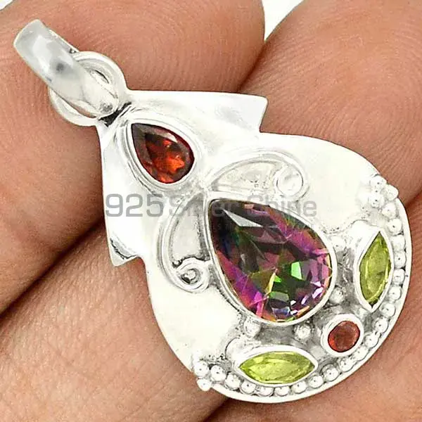 High Quality Multi Gemstone Handmade Pendants In Solid Sterling Silver Jewelry 925SP58-2_0
