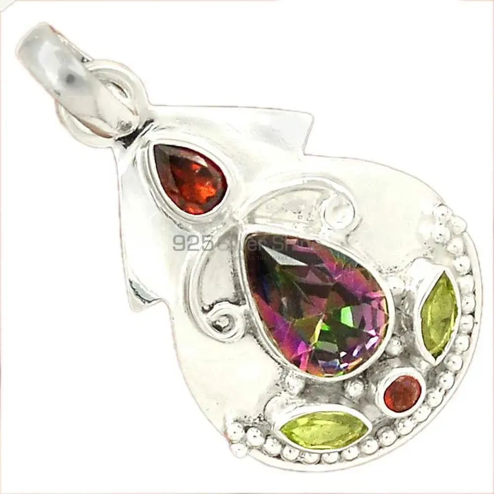 High Quality Multi Gemstone Handmade Pendants In Solid Sterling Silver Jewelry 925SP58-2_1