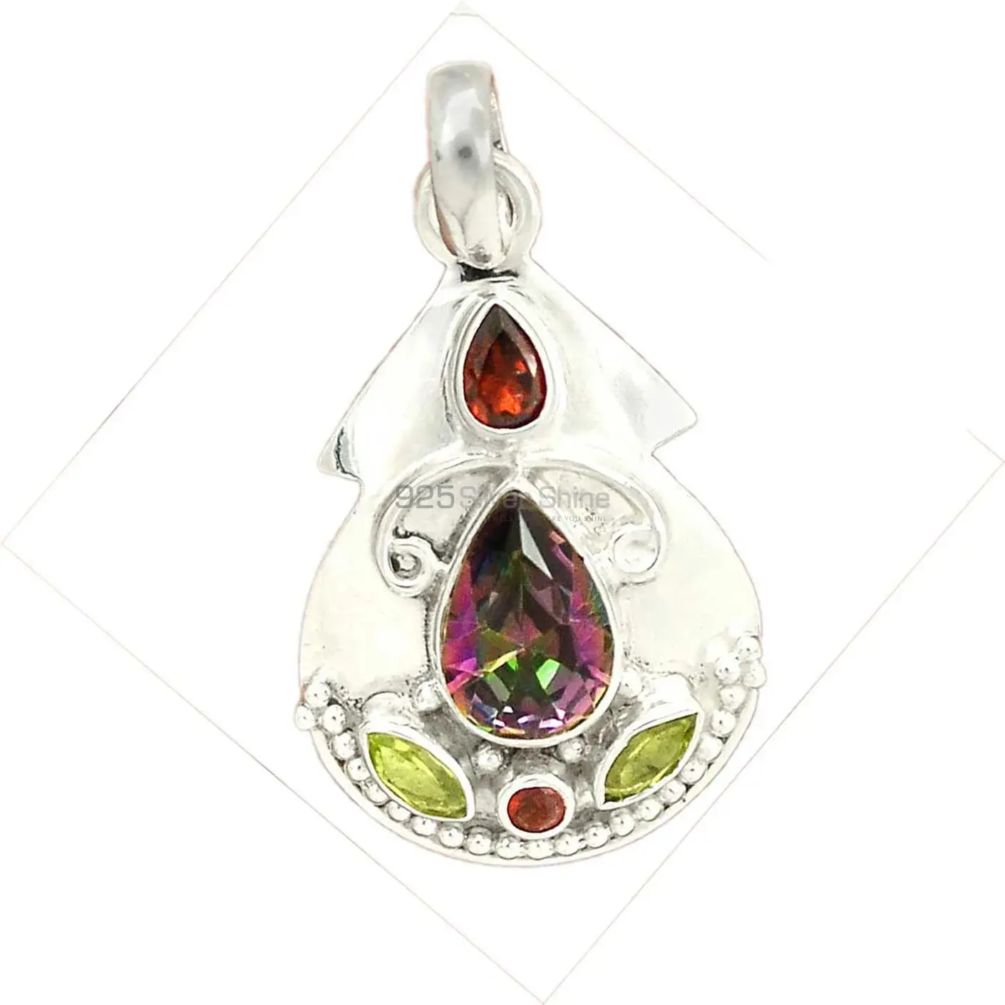 High Quality Multi Gemstone Handmade Pendants In Solid Sterling Silver Jewelry 925SP58-2_2