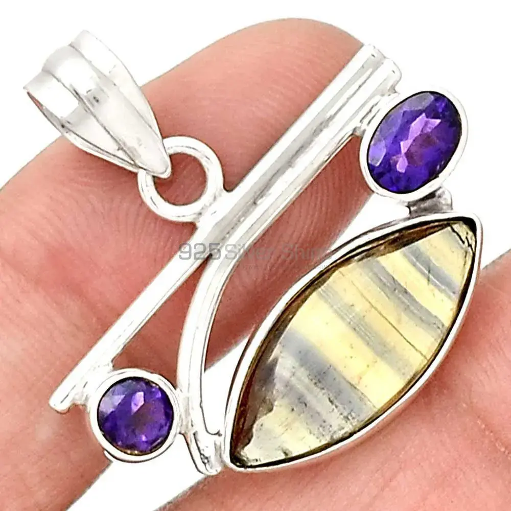 Multi Gemstone Pendants In 925 Solid Silver Jewelry 925SP14-1_1