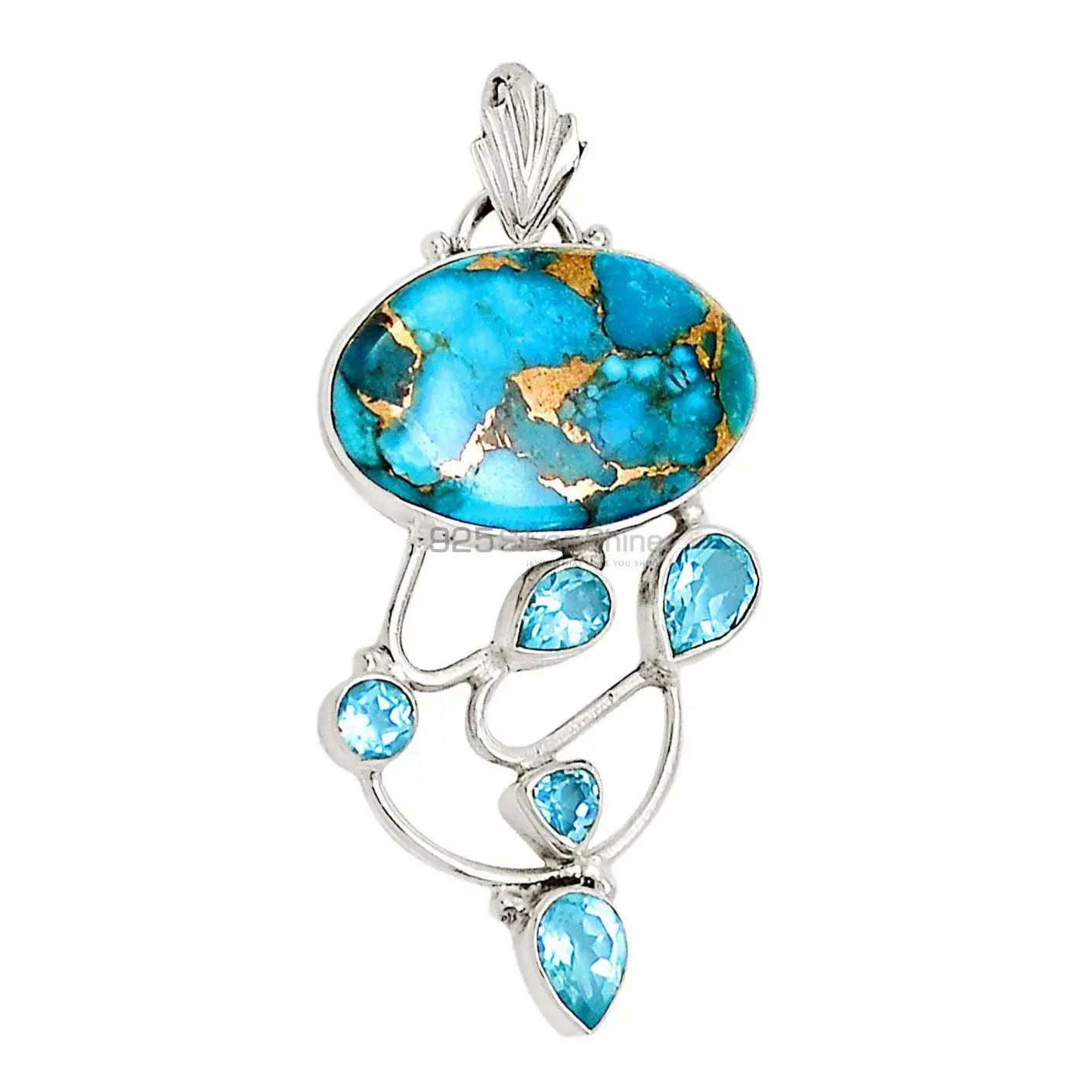 Multi Gemstone Pendants In 925 Fine Silver Jewelry 925SP29-1_2