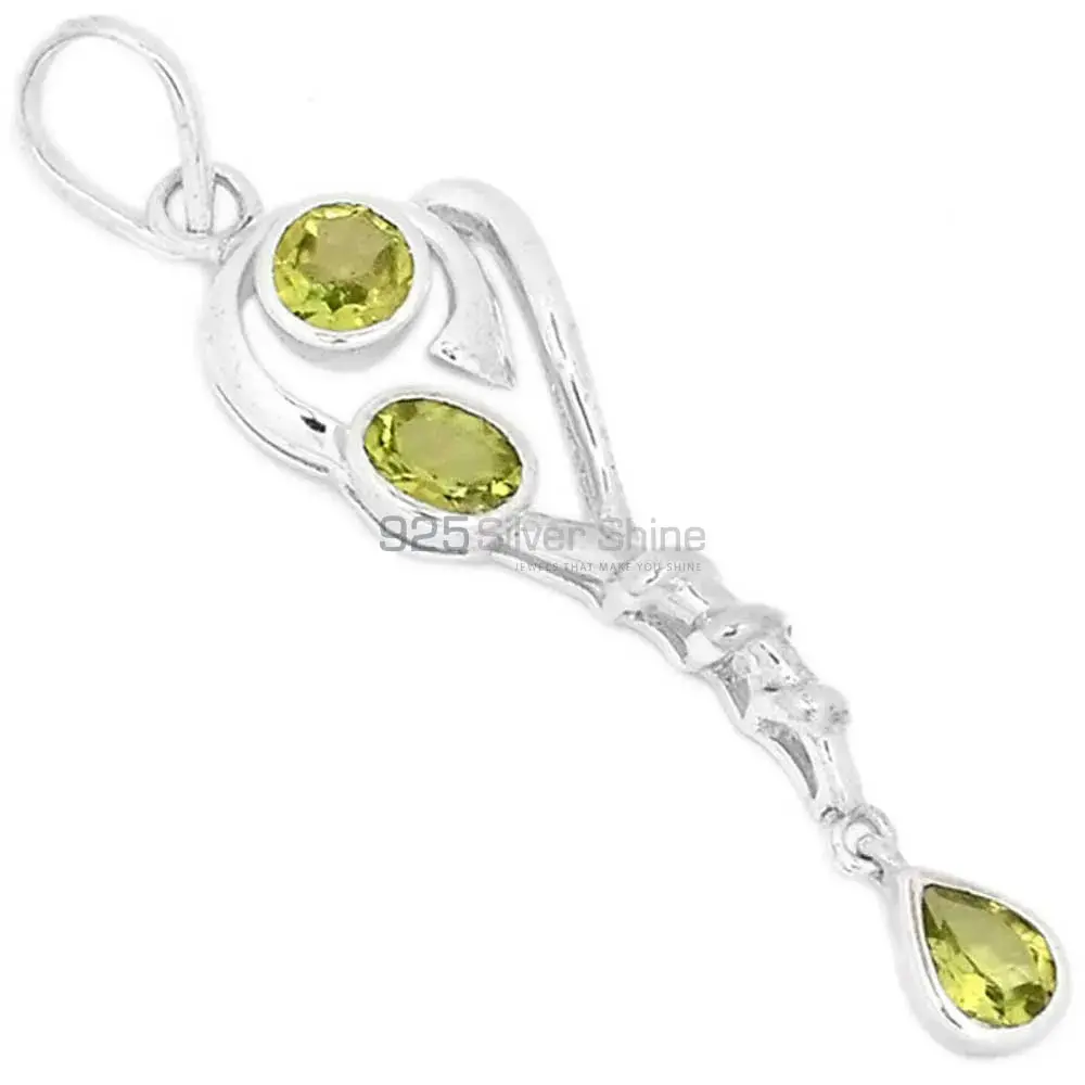 High Quality Peridot Gemstone Handmade Pendants In 925 Sterling Silver Jewelry 925SSP333-6