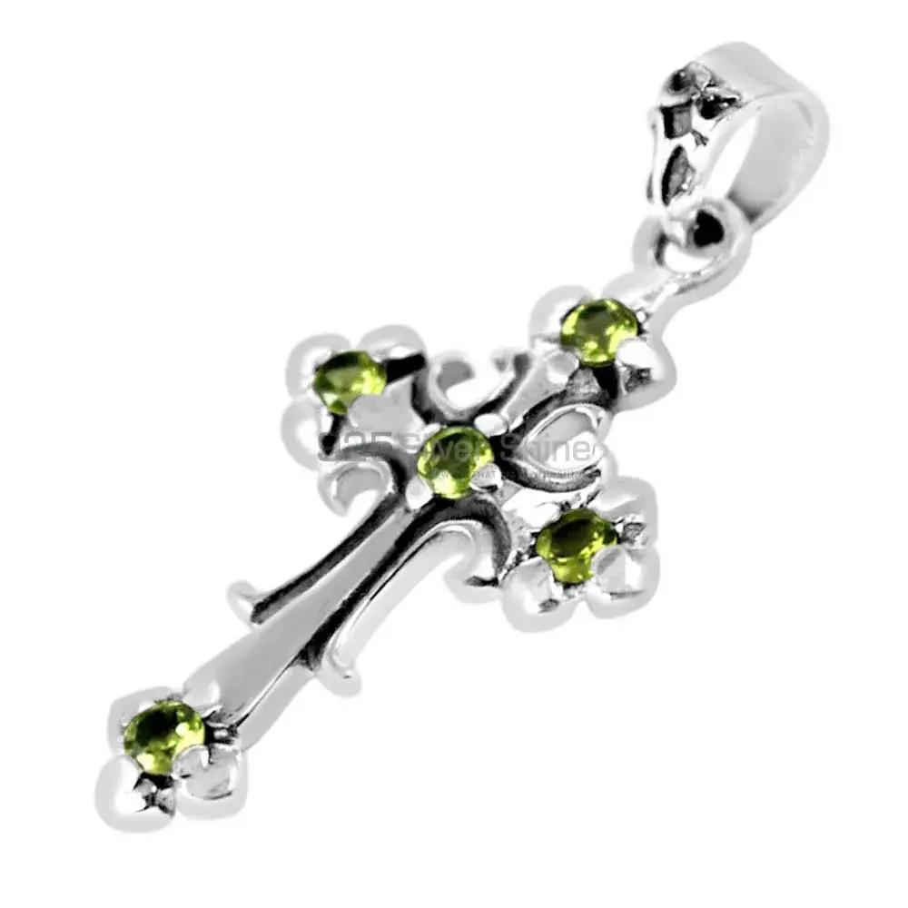 High Quality Peridot Gemstone Pendants Exporters In 925 Solid Silver Jewelry 925SP265-6_0