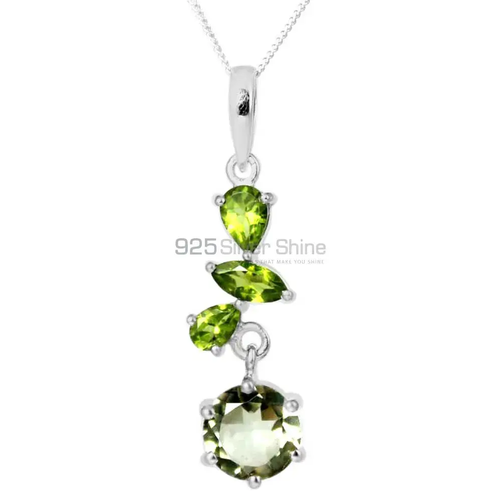 High Quality Peridot Gemstone Pendants Suppliers In 925 Fine Silver Jewelry 925SP211-1
