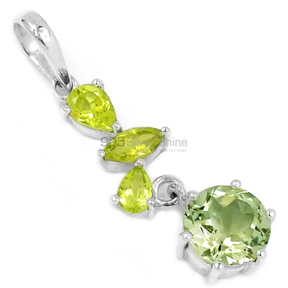 Peridot Gemstone Pendant in Prong Setting 925SP211-1_1