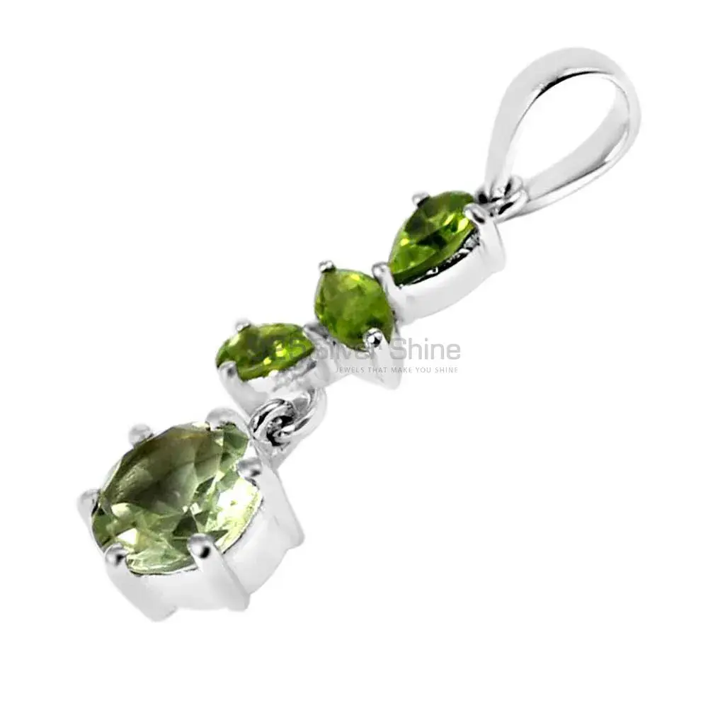 Peridot Gemstone Pendant in Prong Setting 925SP211-1_2