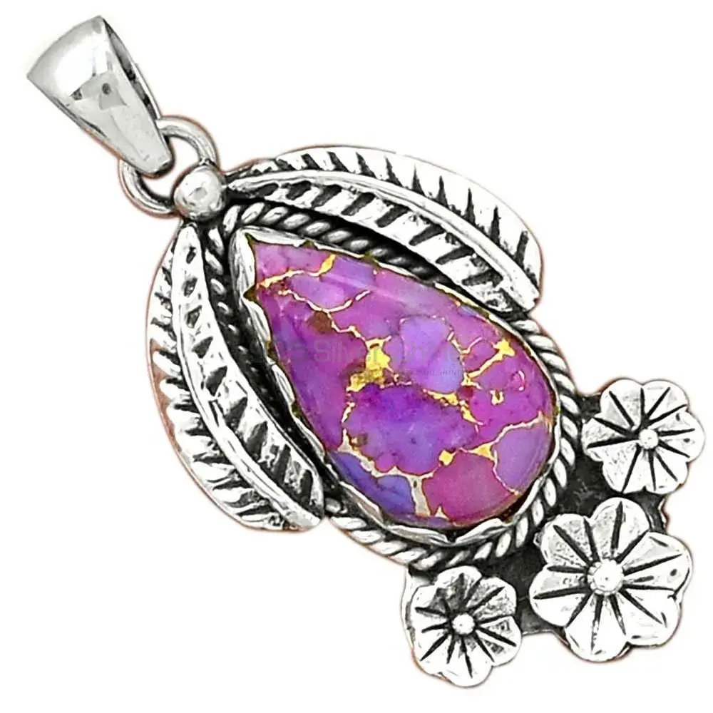 Purple Turquoise Gemstone Handmade Pendants In 925 Sterling Silver Jewelry 925SP091-9_0