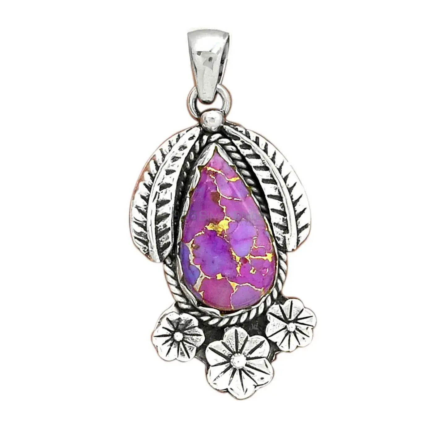 Purple Turquoise Gemstone Handmade Pendants In 925 Sterling Silver Jewelry 925SP091-9_2