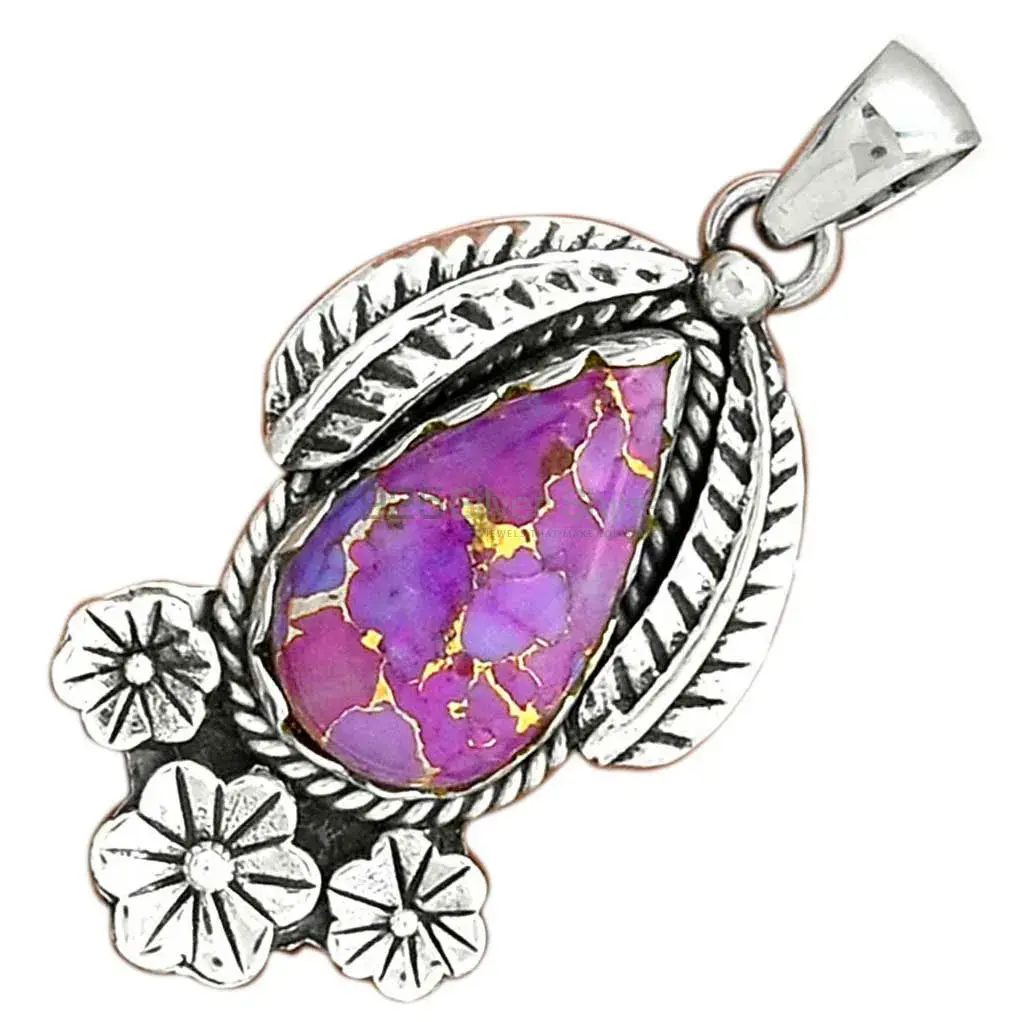Purple Turquoise Gemstone Handmade Pendants In 925 Sterling Silver Jewelry 925SP091-9_3
