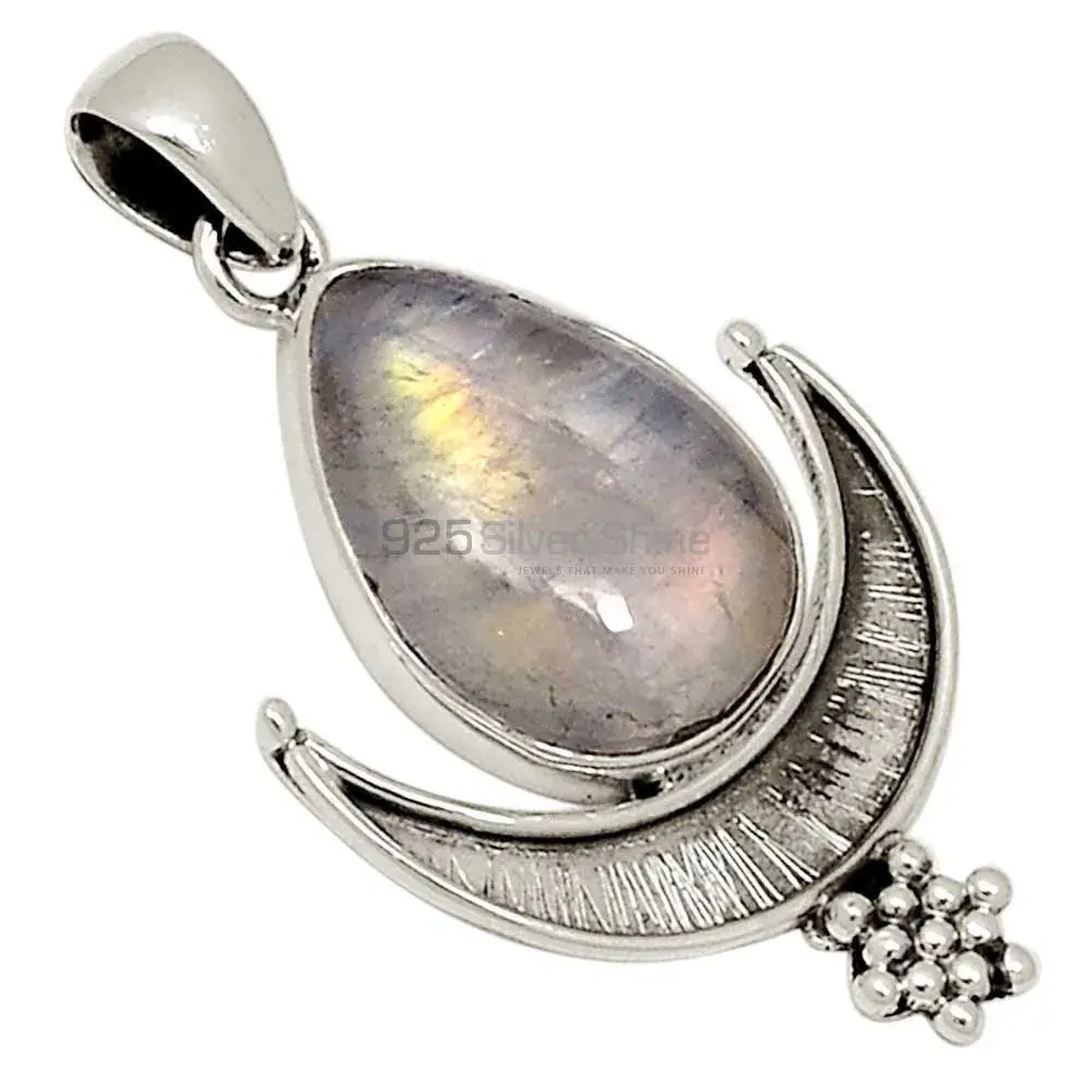 High Quality Rainbow Gemstone Pendants Suppliers In 925 Fine Silver Jewelry 925SP121-1
