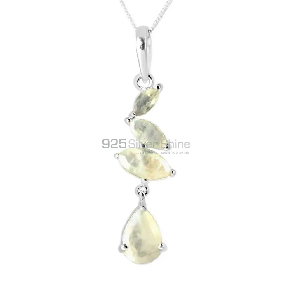Rainbow Gemstone Pendants In 925 Fine Silver Jewelry 925SP219-1