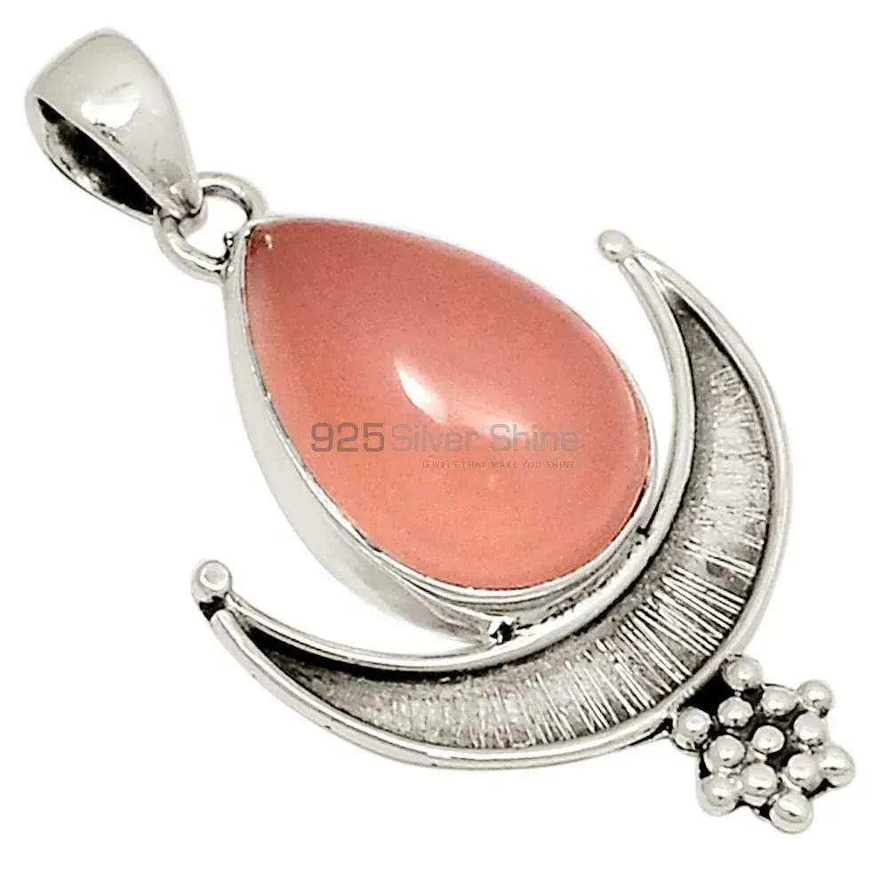 Rose Quartz Gemstone Handmade Pendants In 925 Sterling Silver Jewelry 925SP121-2_0