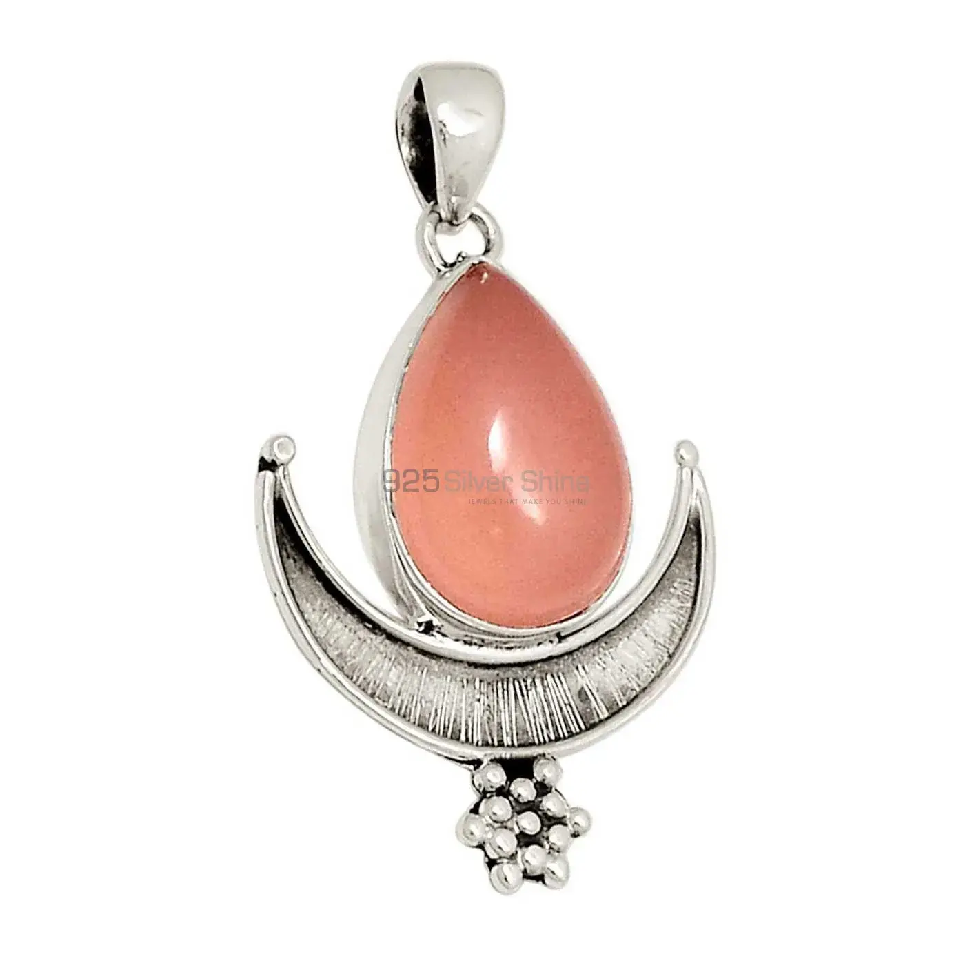 Rose Quartz Gemstone Handmade Pendants In 925 Sterling Silver Jewelry 925SP121-2_1