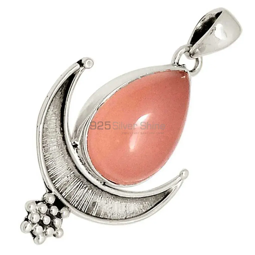High Quality Rose Quartz Gemstone Handmade Pendants In 925 Sterling Silver Jewelry 925SP121-2_1