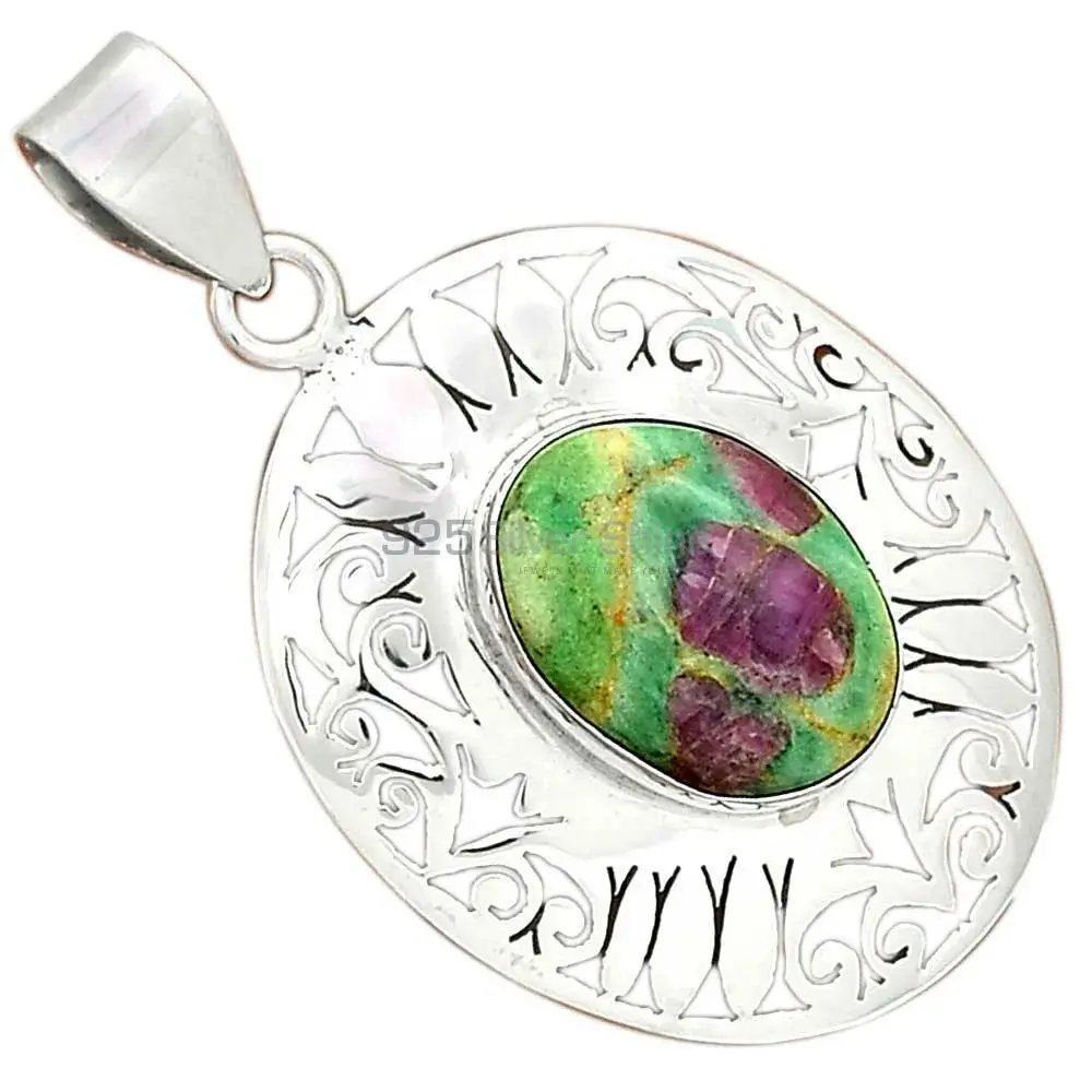 High Quality Ruby Zoisite Gemstone Handmade Pendants In 925 Sterling Silver Jewelry 925SP16-2