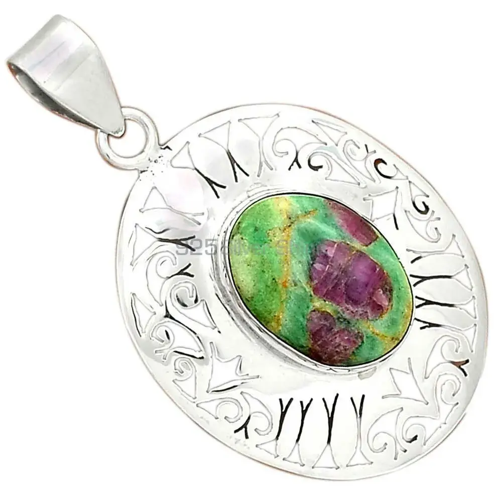 Ruby Zoisite Gemstone Handmade Pendants In 925 Sterling Silver Jewelry 925SP16-2_0