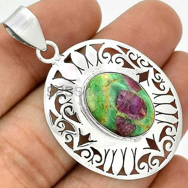 High Quality Ruby Zoisite Gemstone Handmade Pendants In 925 Sterling Silver Jewelry 925SP16-2_0