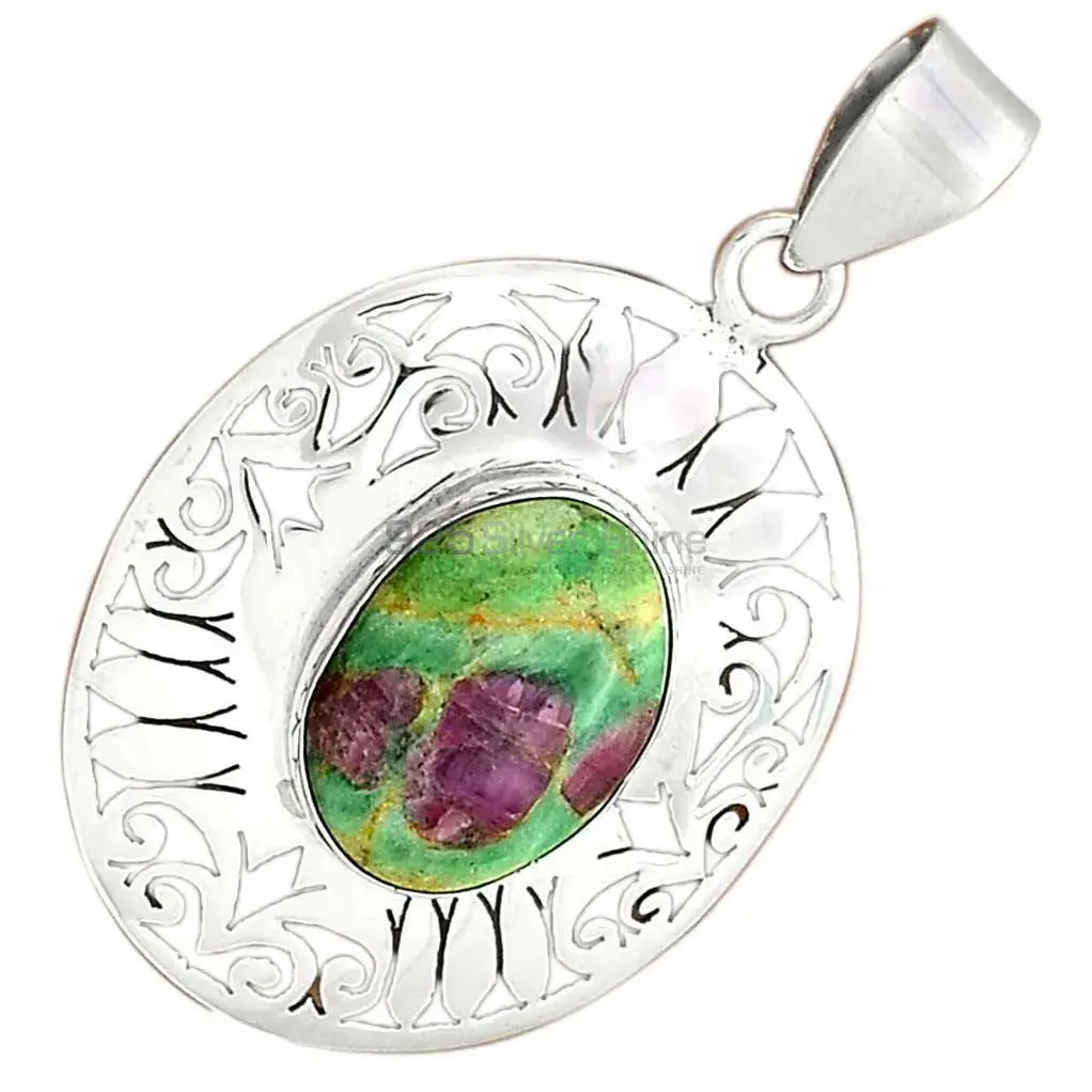 High Quality Ruby Zoisite Gemstone Handmade Pendants In 925 Sterling Silver Jewelry 925SP16-2_2