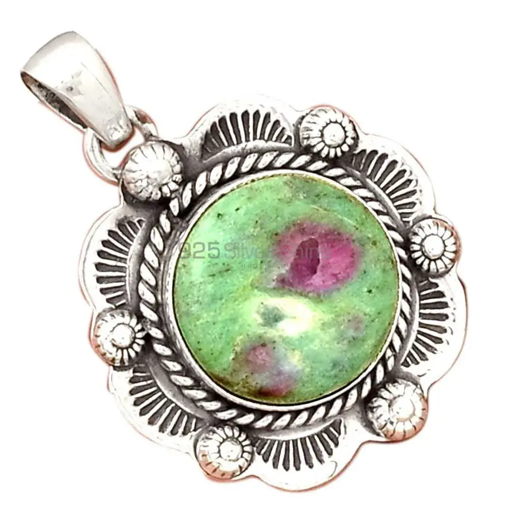 High Quality Ruby Zoisite Gemstone Pendants Exporters In 925 Solid Silver Jewelry 925SP080-1