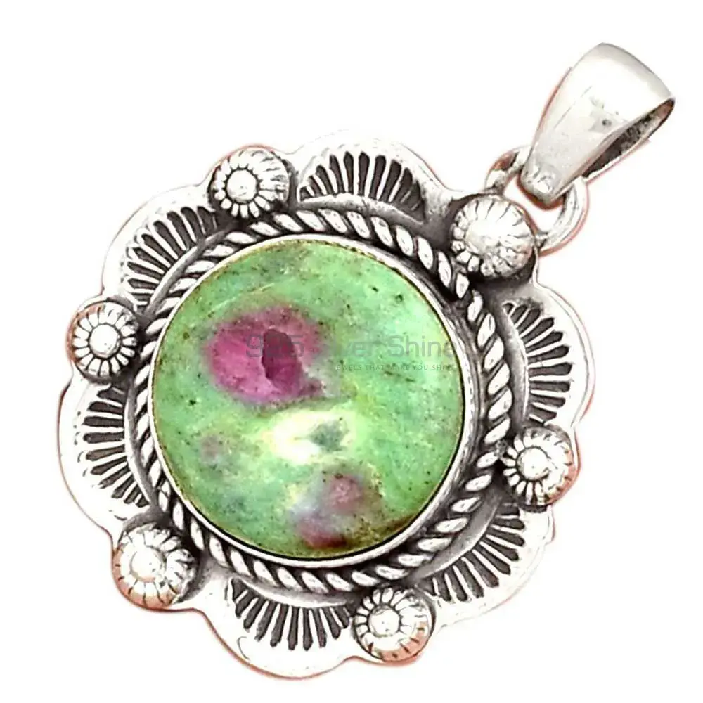 High Quality Ruby Zoisite Gemstone Pendants Exporters In 925 Solid Silver Jewelry 925SP080-1_2