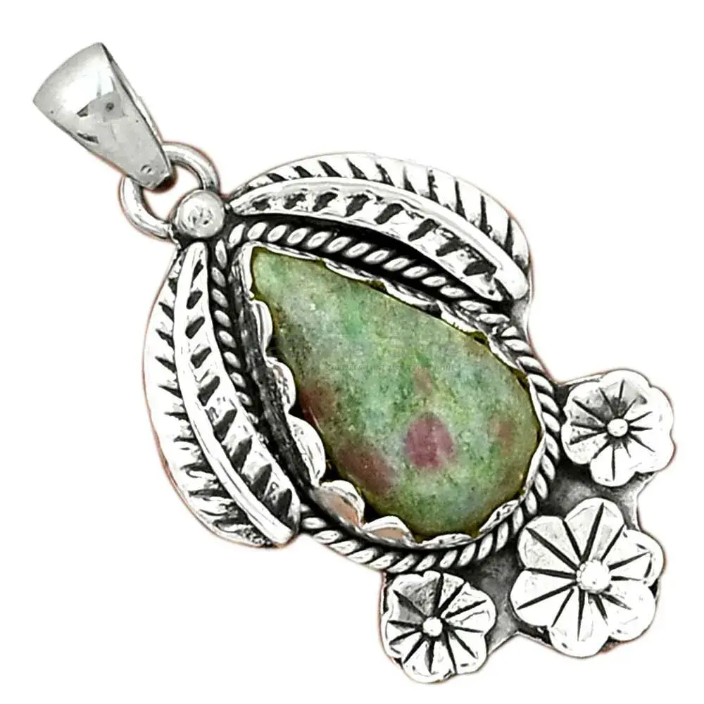 High Quality Ruby Zoisite Gemstone Pendants Exporters In 925 Solid Silver Jewelry 925SP091-2