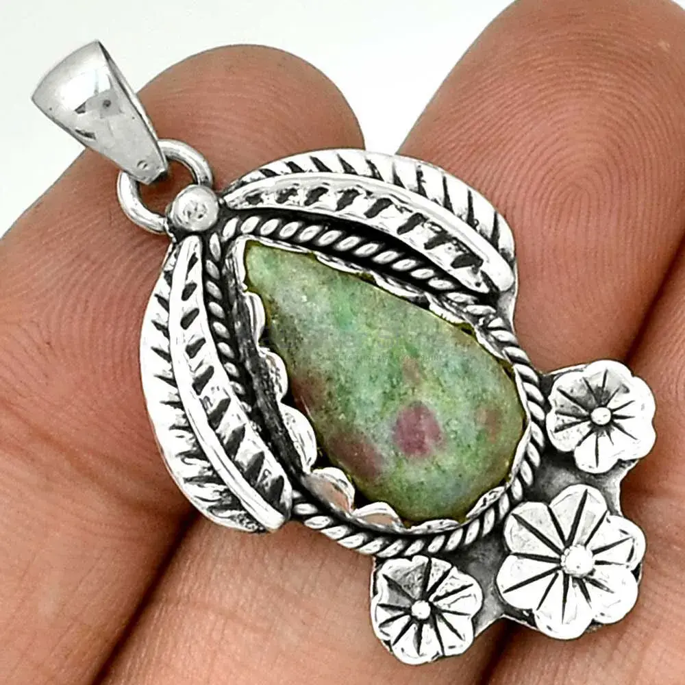 High Quality Ruby Zoisite Gemstone Pendants Exporters In 925 Solid Silver Jewelry 925SP091-2_0