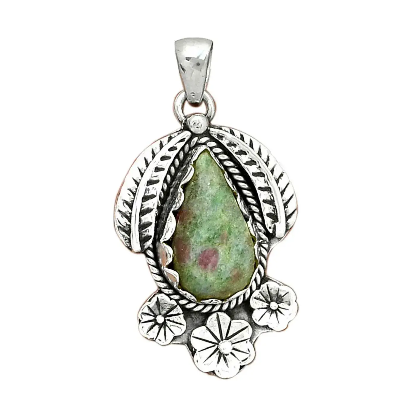High Quality Ruby Zoisite Gemstone Pendants Exporters In 925 Solid Silver Jewelry 925SP091-2_1