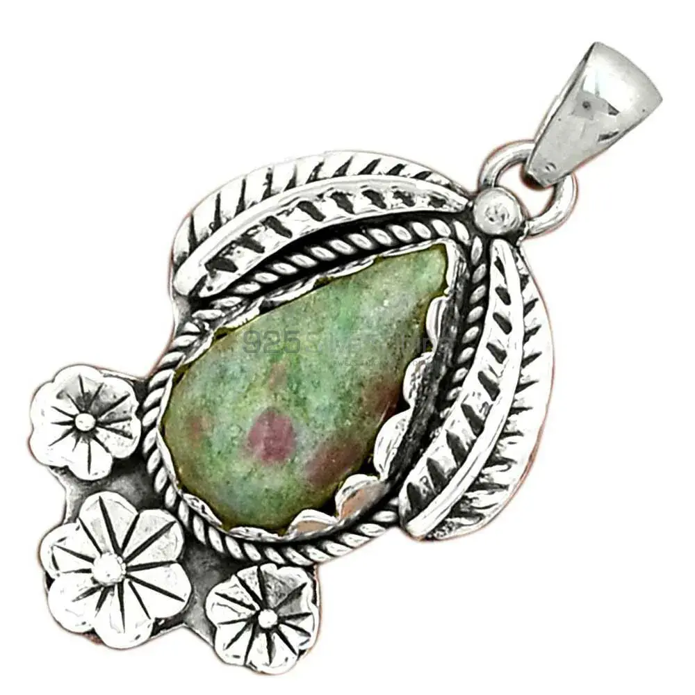 High Quality Ruby Zoisite Gemstone Pendants Exporters In 925 Solid Silver Jewelry 925SP091-2_2