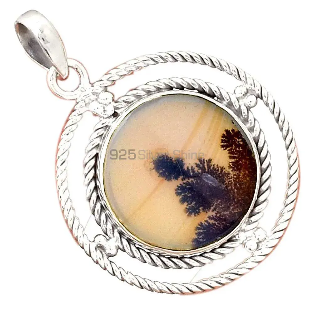 High Quality Russian Dendritic Opal Gemstone Pendants Exporters In 925 Solid Silver Jewelry 925SP099-2