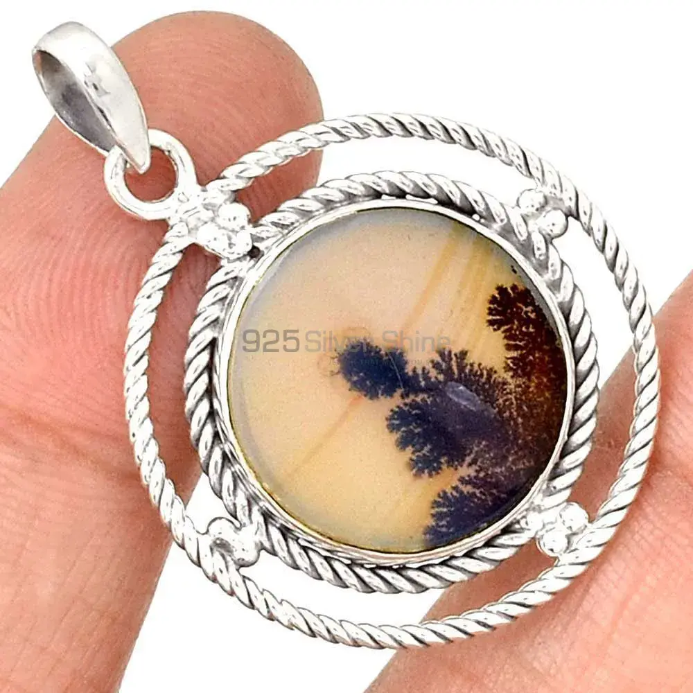 High Quality Russian Dendritic Opal Gemstone Pendants Exporters In 925 Solid Silver Jewelry 925SP099-2_0