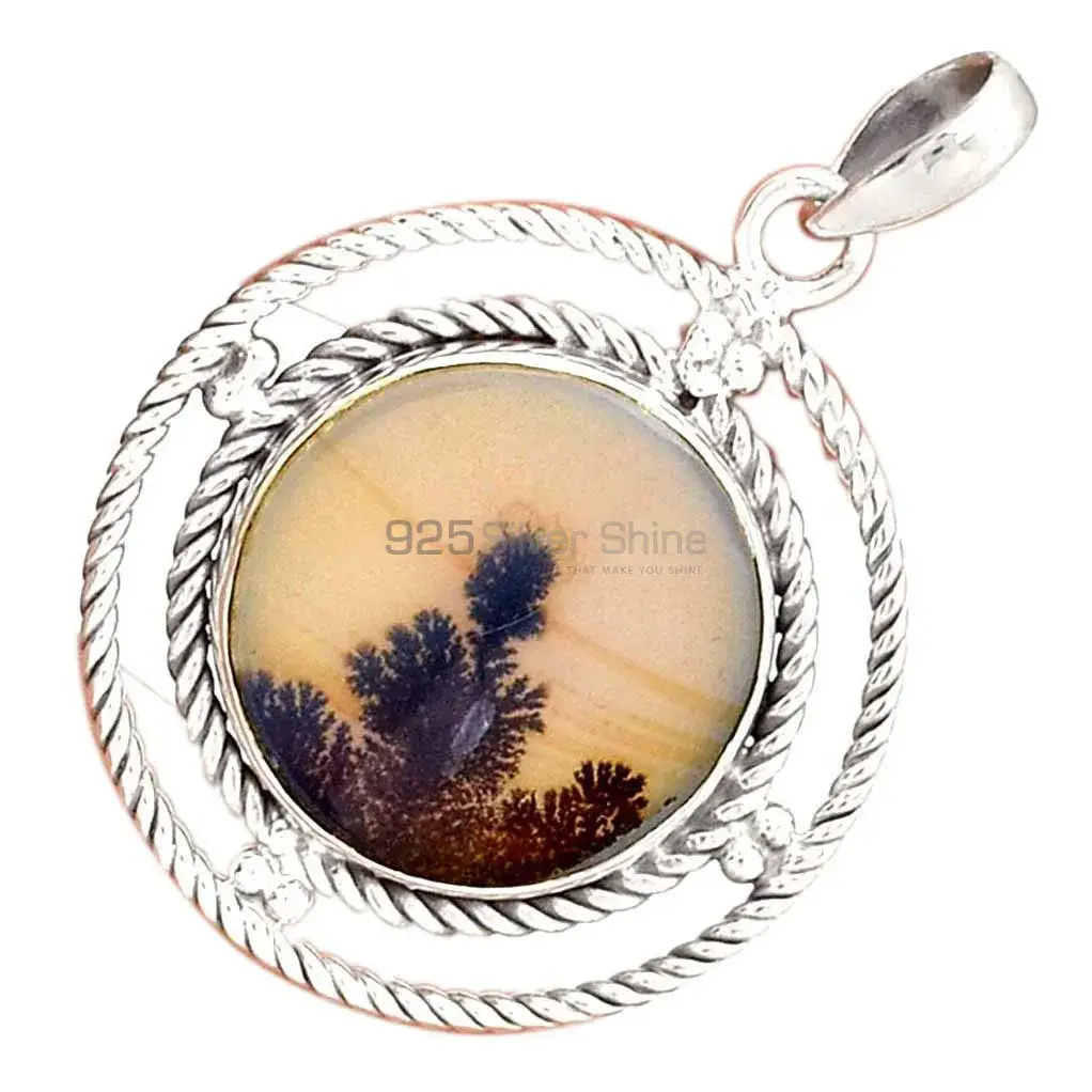 High Quality Russian Dendritic Opal Gemstone Pendants Exporters In 925 Solid Silver Jewelry 925SP099-2_2