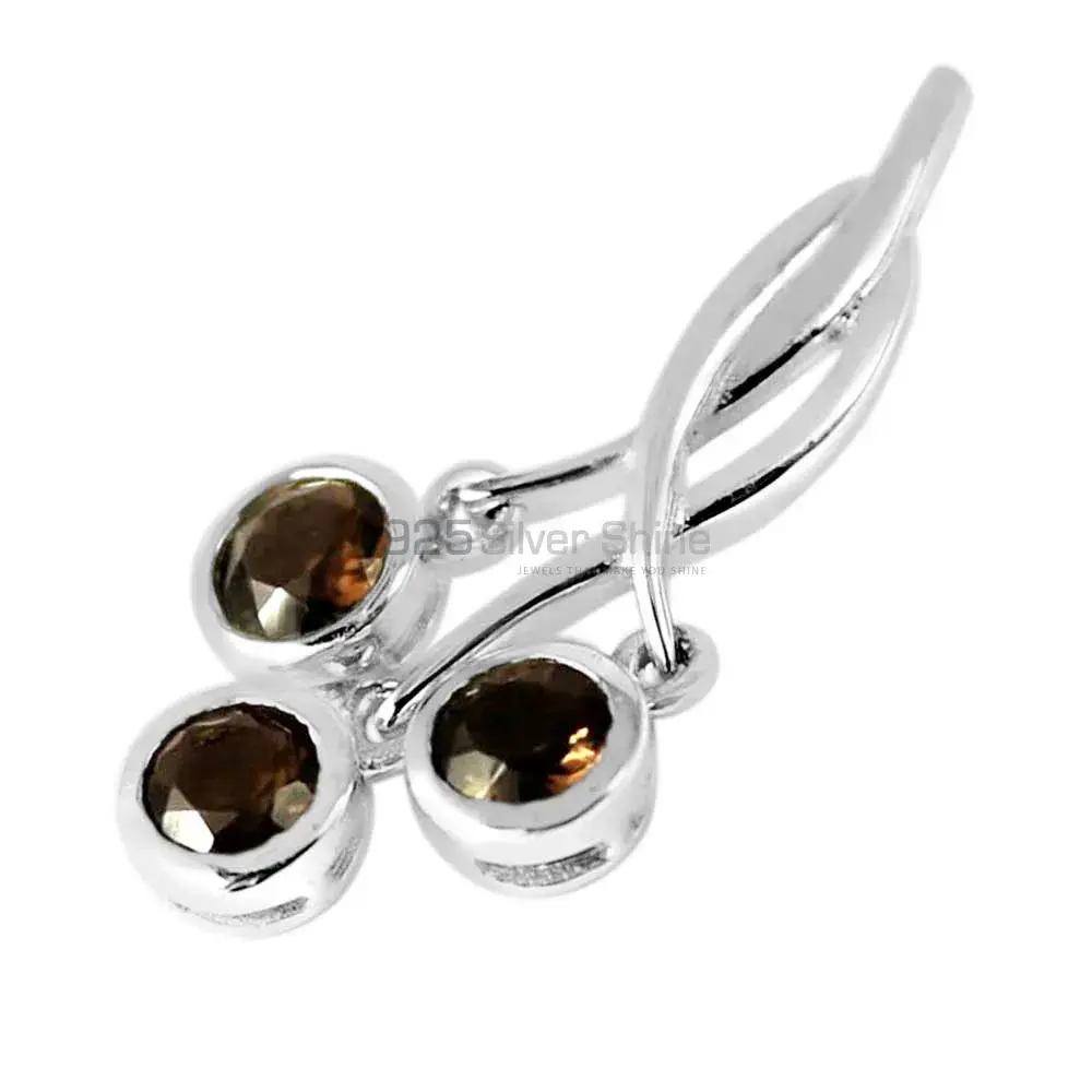 High Quality Smokey Gemstone Pendants Suppliers In 925 Fine Silver Jewelry 925SP227-1_0