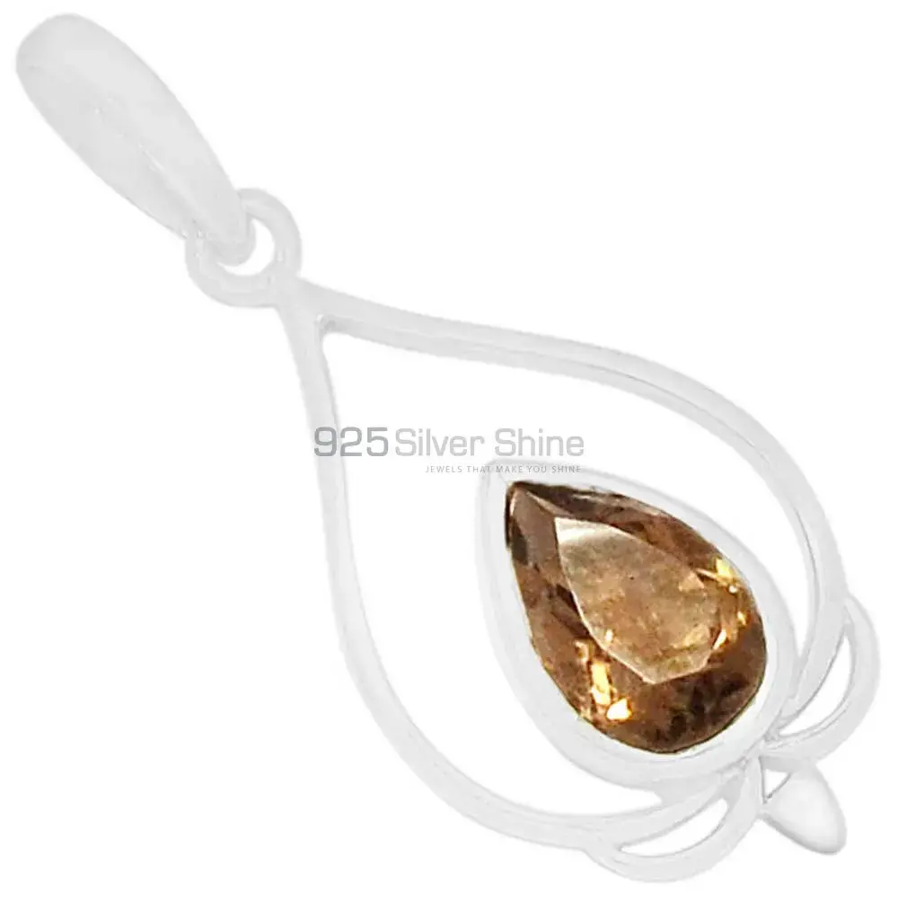 High Quality Smokey Gemstone Pendants Suppliers In 925 Fine Silver Jewelry 925SP274-7