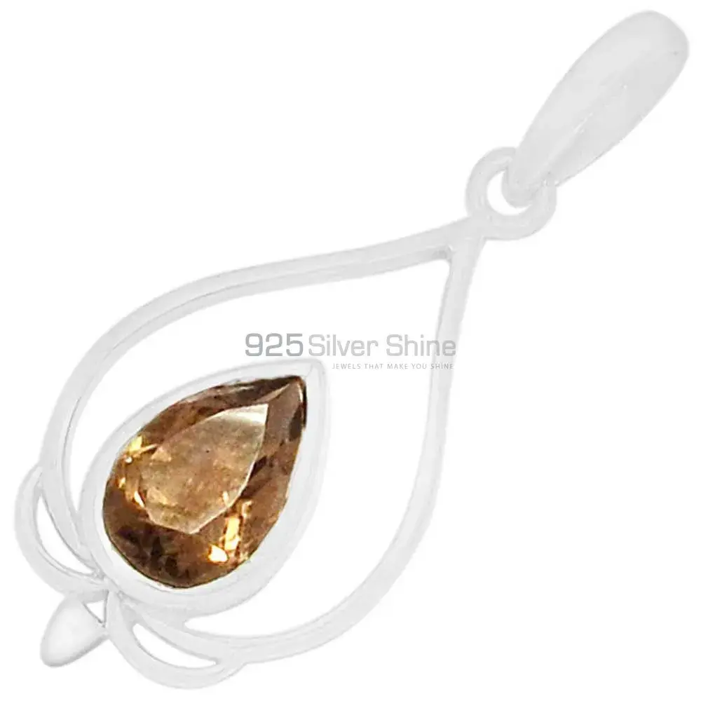 High Quality Smokey Gemstone Pendants Suppliers In 925 Fine Silver Jewelry 925SP274-7_0